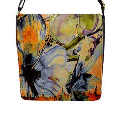 Flower Texture Pattern Fabric Flap Messenger Bag (l)  by Celenk