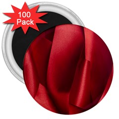 Red Fabric Textile Macro Detail 3  Magnets (100 Pack) by Celenk