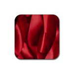 Red Fabric Textile Macro Detail Rubber Coaster (Square)  Front