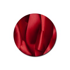 Red Fabric Textile Macro Detail Rubber Coaster (round)  by Celenk