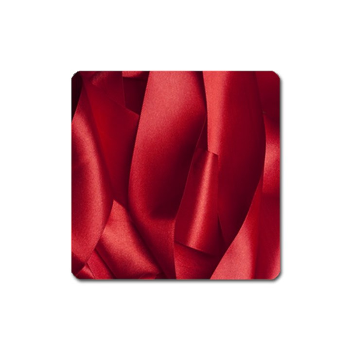 Red Fabric Textile Macro Detail Square Magnet