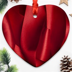 Red Fabric Textile Macro Detail Heart Ornament (two Sides) by Celenk