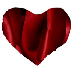 Red Fabric Textile Macro Detail Large 19  Premium Heart Shape Cushions by Celenk