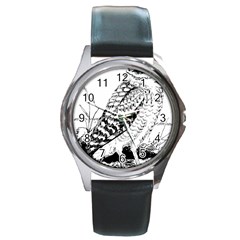 Animal Bird Forest Nature Owl Round Metal Watch by Celenk