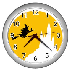 Castle Cat Evil Female Fictional Wall Clocks (silver)  by Celenk