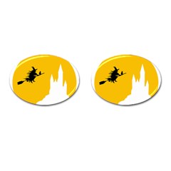 Castle Cat Evil Female Fictional Cufflinks (oval) by Celenk