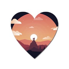 Design Art Hill Hut Landscape Heart Magnet by Celenk