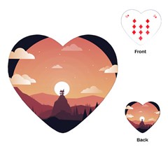 Design Art Hill Hut Landscape Playing Cards (heart)  by Celenk