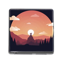 Design Art Hill Hut Landscape Memory Card Reader (square) by Celenk