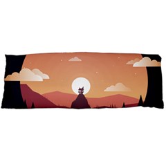 Design Art Hill Hut Landscape Body Pillow Case (dakimakura) by Celenk