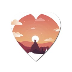 Design Art Hill Hut Landscape Heart Magnet