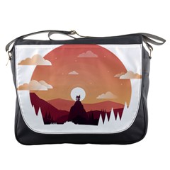 Design Art Hill Hut Landscape Messenger Bags