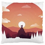 Design Art Hill Hut Landscape Large Cushion Case (Two Sides) Front