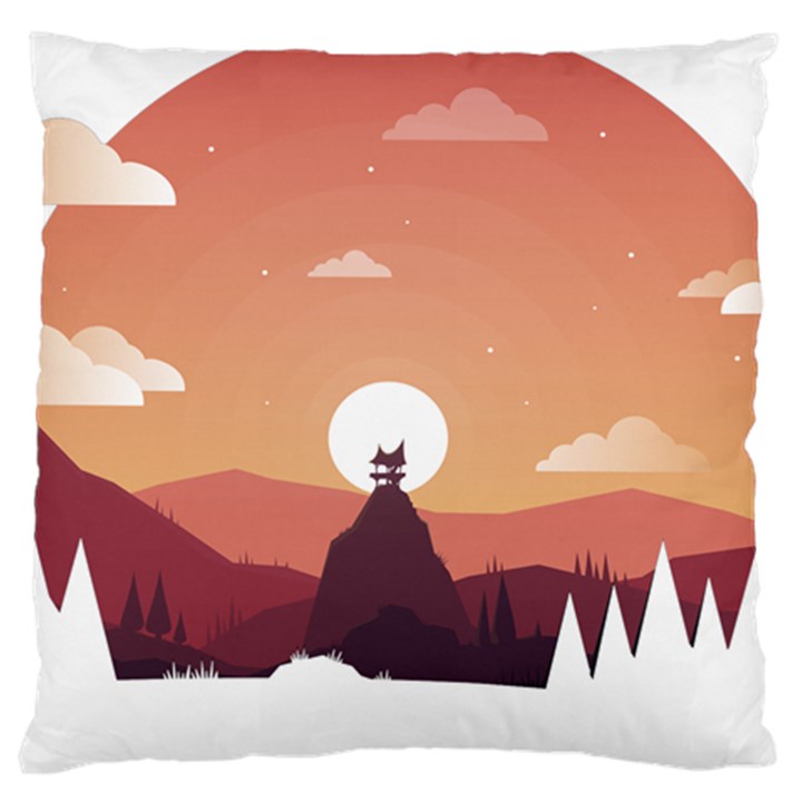 Design Art Hill Hut Landscape Large Cushion Case (Two Sides)