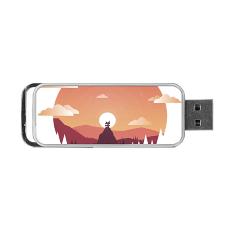 Design Art Hill Hut Landscape Portable USB Flash (Two Sides)