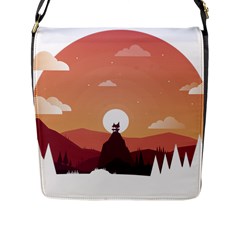 Design Art Hill Hut Landscape Flap Messenger Bag (L) 