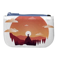 Design Art Hill Hut Landscape Large Coin Purse