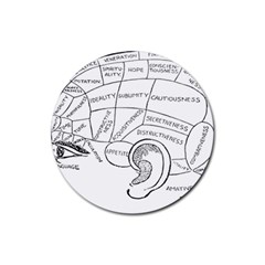 Brain Chart Diagram Face Fringe Rubber Coaster (round)  by Celenk