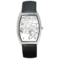 Brain Chart Diagram Face Fringe Barrel Style Metal Watch by Celenk