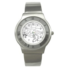 Brain Chart Diagram Face Fringe Stainless Steel Watch by Celenk