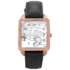 Brain Chart Diagram Face Fringe Rose Gold Leather Watch  by Celenk