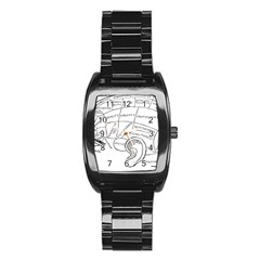 Brain Chart Diagram Face Fringe Stainless Steel Barrel Watch by Celenk