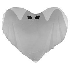 Ghost Halloween Spooky Horror Fear Large 19  Premium Flano Heart Shape Cushions by Celenk