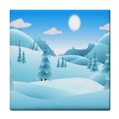 Landscape Winter Ice Cold Xmas Tile Coasters by Celenk