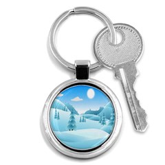 Landscape Winter Ice Cold Xmas Key Chains (round)  by Celenk