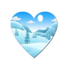 Landscape Winter Ice Cold Xmas Heart Magnet