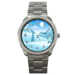 Landscape Winter Ice Cold Xmas Sport Metal Watch by Celenk