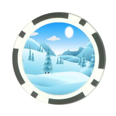 Landscape Winter Ice Cold Xmas Poker Chip Card Guard by Celenk