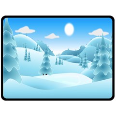 Landscape Winter Ice Cold Xmas Fleece Blanket (large)  by Celenk