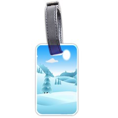 Landscape Winter Ice Cold Xmas Luggage Tags (one Side)  by Celenk