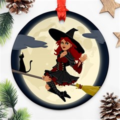 Witch Witchcraft Broomstick Broom Ornament (round) by Celenk