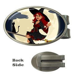 Witch Witchcraft Broomstick Broom Money Clips (oval)  by Celenk