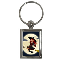 Witch Witchcraft Broomstick Broom Key Chains (rectangle)  by Celenk