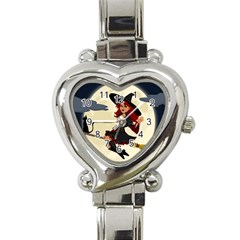 Witch Witchcraft Broomstick Broom Heart Italian Charm Watch by Celenk