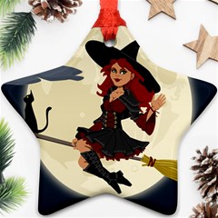 Witch Witchcraft Broomstick Broom Star Ornament (two Sides) by Celenk