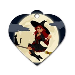 Witch Witchcraft Broomstick Broom Dog Tag Heart (one Side) by Celenk