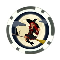 Witch Witchcraft Broomstick Broom Poker Chip Card Guard by Celenk