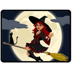 Witch Witchcraft Broomstick Broom Double Sided Fleece Blanket (large)  by Celenk