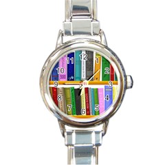 Shelf Books Library Reading Round Italian Charm Watch by Celenk