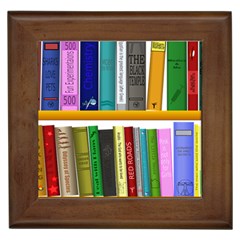 Shelf Books Library Reading Framed Tiles by Celenk