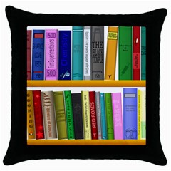 Shelf Books Library Reading Throw Pillow Case (black) by Celenk