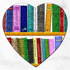 Shelf Books Library Reading Jigsaw Puzzle (heart) by Celenk