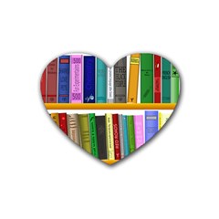 Shelf Books Library Reading Rubber Coaster (heart)  by Celenk