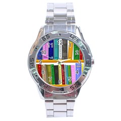 Shelf Books Library Reading Stainless Steel Analogue Watch by Celenk