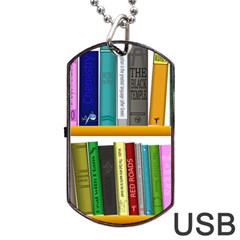 Shelf Books Library Reading Dog Tag Usb Flash (two Sides) by Celenk