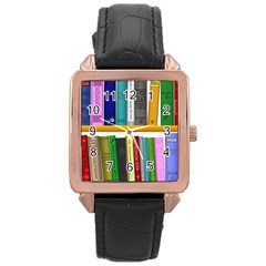 Shelf Books Library Reading Rose Gold Leather Watch  by Celenk